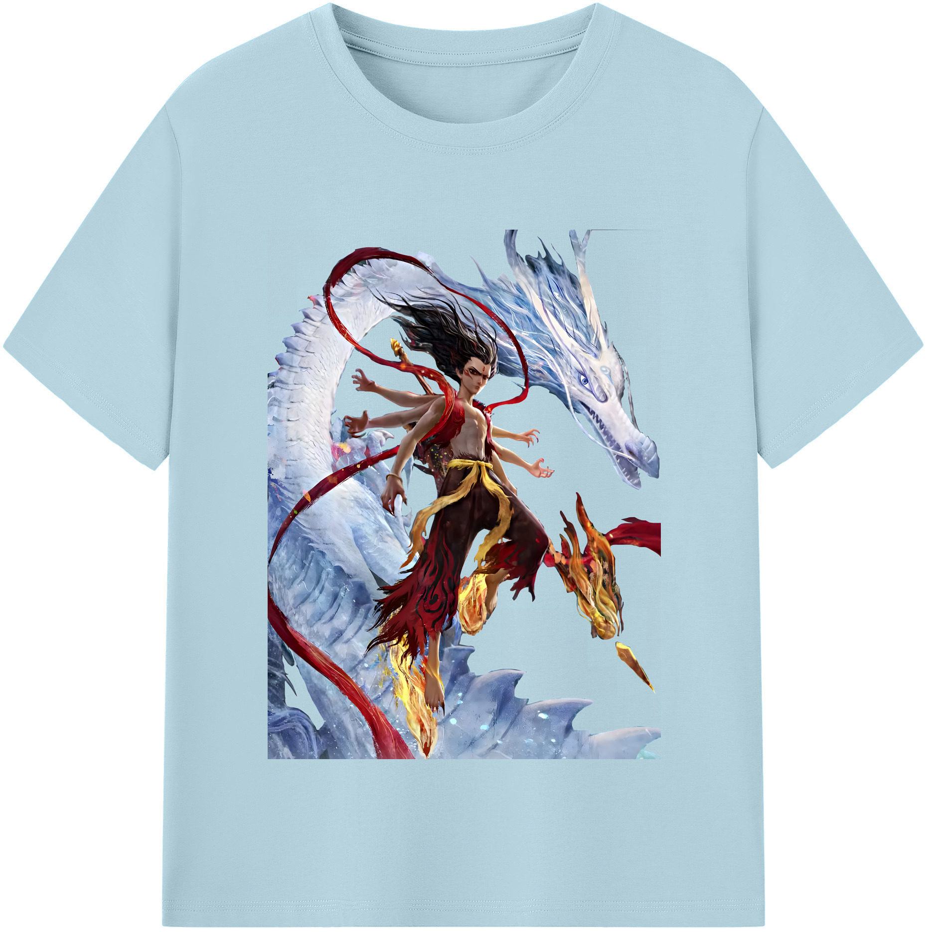 （画像用） Ne Zha 2 ナタ 魔童の大暴れ 綿100％半袖Tシャツ（フロントプリント）